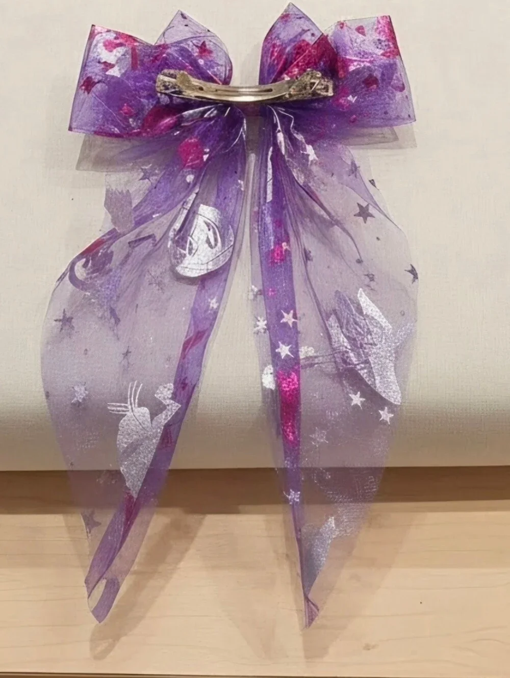Sheer Purple & Pink Star Moon Hair Bow